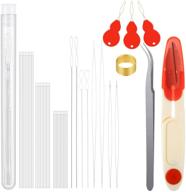 🧵 complete 60-piece beading needle set: long straight needles, big eye embroidery needles, collapsible beading needles - comes with needle box, scissors, threader, thimble - ideal for jewelry making logo