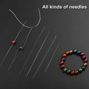 img 3 attached to 🧵 Complete 60-Piece Beading Needle Set: Long Straight Needles, Big Eye Embroidery Needles, Collapsible Beading Needles - Comes with Needle Box, Scissors, Threader, Thimble - Ideal for Jewelry Making