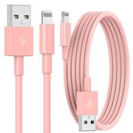 🍎 apple mfi certified 6ft iphone charger cable (2 pack), fast charging cord 6 foot - pink logo