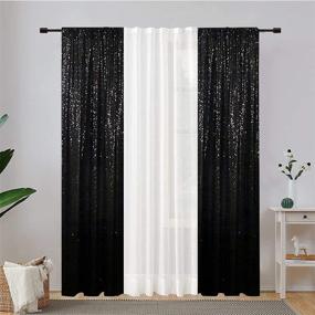 img 4 attached to Eternal Beauty: Black Sequin Wedding Curtain Backdrop for Christmas Party & Birthday - 2 PCS, 2FTx8FT