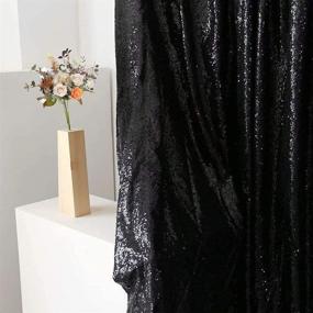 img 2 attached to Eternal Beauty: Black Sequin Wedding Curtain Backdrop for Christmas Party & Birthday - 2 PCS, 2FTx8FT