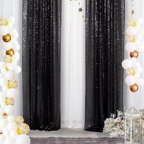 img 1 attached to Eternal Beauty: Black Sequin Wedding Curtain Backdrop for Christmas Party & Birthday - 2 PCS, 2FTx8FT
