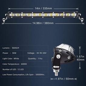 img 2 attached to 🚗 nifeida 14" Светодиодная лампа: Водонепроницаемый однорядный противотуманный свет для грузовика, внедорожника, квадроцикла, лодки - 80 Вт 8000 люмен, прожектор/потоковые внедорожные фары