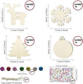 img 3 attached to 🎨 Deluxe 40-Piece Craft Kit: Unfinished Wooden Ornaments with Bells, Wax Rope, and Rhinestone Stickers for Christmas DIY Crafts