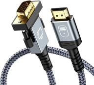 hdmi to vga cable, capshi 15ft nylon braid gold-plated male to male hdmi to vga cable - compatible with computer, desktop, laptop, pc, monitor, projector, hdtv - grey logo