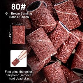 img 2 attached to 💅 Nail Drill Bits with 300pcs Sanding Bands: Complete Set for Electric Nail Files, Acrylic, Gel Nails, Manicure, and Pedicure - #80#120#180 Sizes