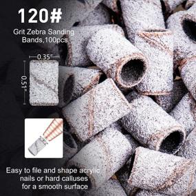 img 1 attached to 💅 Nail Drill Bits with 300pcs Sanding Bands: Complete Set for Electric Nail Files, Acrylic, Gel Nails, Manicure, and Pedicure - #80#120#180 Sizes