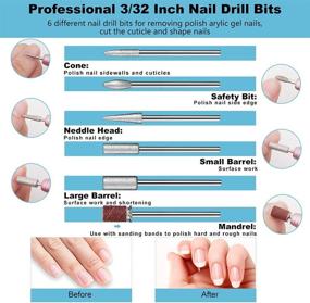 img 3 attached to 💅 Nail Drill Bits with 300pcs Sanding Bands: Complete Set for Electric Nail Files, Acrylic, Gel Nails, Manicure, and Pedicure - #80#120#180 Sizes