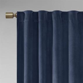 img 2 attached to 🌙 Navy 84" Colt Room Darkening Poly Velvet Rod Pocket/Back Tab Window Panel Pair: Ultimate Elegance for Light Control