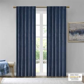 img 3 attached to 🌙 Navy 84" Colt Room Darkening Poly Velvet Rod Pocket/Back Tab Window Panel Pair: Ultimate Elegance for Light Control