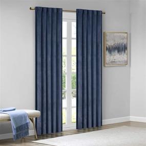 img 4 attached to 🌙 Navy 84" Colt Room Darkening Poly Velvet Rod Pocket/Back Tab Window Panel Pair: Ultimate Elegance for Light Control