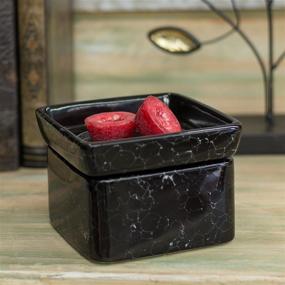 img 3 attached to Premium Black Marble Ceramic Electric 2-in-1 Tart Wax Oil Candle Warmer (1, Black)