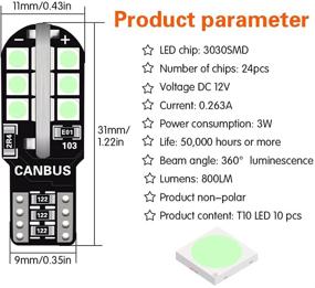 img 3 attached to DuaBhoi 194 Led Bulb CANBUS Error Free For T10 168 2825 W5W 24SMD 3030 Chipsets Car Interior Dome Map Door Courtesy License Plate Reading Trunk Step Lights Pack Of 10