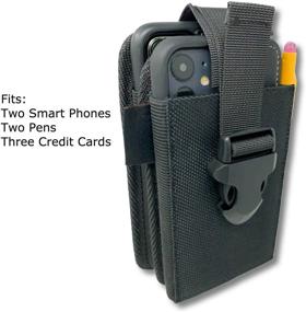 img 2 attached to 📱 Nylon Dual Pocket Phone Holster with Belt Clip and Adjustable Quick Release Buckle Closure - Ideal for Carrying Two Phones, Face Mask, Notepad, Insulin Pump, Multi-Tool, or Utility Knife