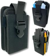 📱 nylon dual pocket phone holster with belt clip and adjustable quick release buckle closure - ideal for carrying two phones, face mask, notepad, insulin pump, multi-tool, or utility knife logo