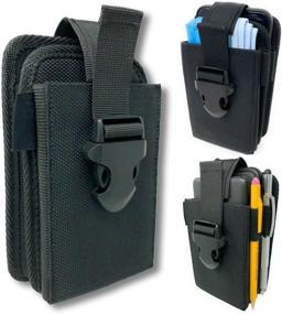 img 4 attached to 📱 Nylon Dual Pocket Phone Holster with Belt Clip and Adjustable Quick Release Buckle Closure - Ideal for Carrying Two Phones, Face Mask, Notepad, Insulin Pump, Multi-Tool, or Utility Knife