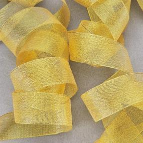 img 1 attached to 🎀 BENECREAT 125Yards (5 rolls X 25yd): Sparkling 1-1/2 Inch Gold Glitter Fabric Ribbon for Wedding Party, Christmas Decoration, and Gift Wrapping