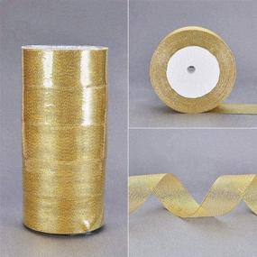 img 3 attached to 🎀 BENECREAT 125Yards (5 rolls X 25yd): Sparkling 1-1/2 Inch Gold Glitter Fabric Ribbon for Wedding Party, Christmas Decoration, and Gift Wrapping