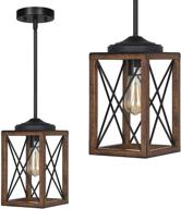 🏡 dewenwils farmhouse pendant light with wooden grain finish – adjustable 48 inch metal hanging light fixture for flat and sloped ceilings – ideal for kitchen island, bedroom, dining hall – etl listed – e26 base логотип