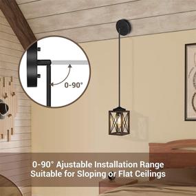 img 1 attached to 🏡 DEWENWILS Farmhouse Pendant Light with Wooden Grain Finish – Adjustable 48 Inch Metal Hanging Light Fixture for Flat and Sloped Ceilings – Ideal for Kitchen Island, Bedroom, Dining Hall – ETL Listed – E26 Base