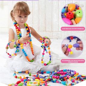 img 3 attached to 🧩 Oumoda Pop Beads Girls Toys 580 PCS DIY Jewelry Making Kit for Kids - Snap Beads Jewelry DIY Set for Necklace, Bracelet, Ring, Hairband, and Earrings - Art Craft Kits for 4-9 Years Old Girls