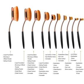 img 3 attached to 💄 Yoseng Makeup Brushes Set: 10Pcs Professional Oval Toothbrush Design for Flawless Foundation, Contouring, and Blending – Super Soft Cosmetic Brushes in Rose Gold