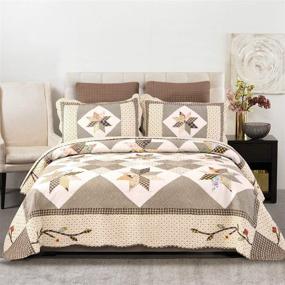 img 4 attached to 🌸 YAYIDAY Patchwork Bedspreads Set Oversize Queen - Floral Quilted Blanket with Shams, Modern Coverlet for a Touch of Elegance