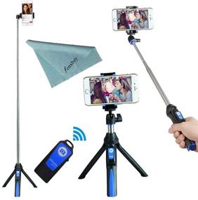 img 1 attached to 📷 Versatile BENRO Handheld Tripod: 3-in-1 Selfie Stick with Bluetooth Remote Shutter - Blue