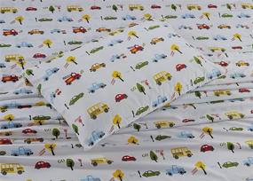 img 1 attached to 🚚 Full Size Print Sheet Set for Boys - Luxury Home Collection Kids Bedding, Includes Fitted Sheet, Flat Sheet, 2 Pillow Cases - City Traffic Cars Trucks, School Bus, Taxis, Fire Truck Designs in Blue, Yellow, Red, Orange