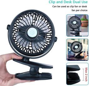 img 3 attached to 🖤 JoySusie Desk Fan - Portable Handheld Clip-on Stroller Fan with Rechargeable Battery - Black