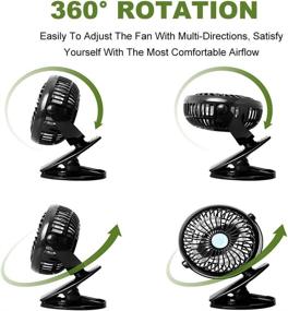 img 4 attached to 🖤 JoySusie Desk Fan - Portable Handheld Clip-on Stroller Fan with Rechargeable Battery - Black