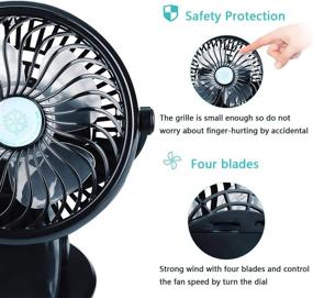 img 1 attached to 🖤 JoySusie Desk Fan - Portable Handheld Clip-on Stroller Fan with Rechargeable Battery - Black