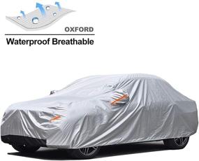 img 4 attached to 🚗 Waterproof Car Cover for Outdoor Use, Protects from Snow, Sun, Rain, UV - Sedan (Length 180-191 Inch)