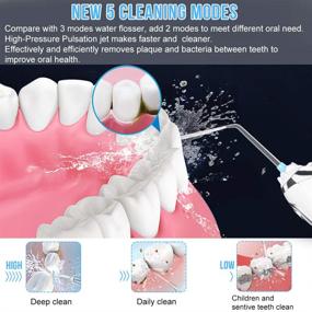 img 2 attached to Cordless Oral Irrigator Water Flosser for Home and Travel - Portable Rechargeable Dental Flossers with 5 Modes, 6 Tips, 300ml Water Tank - Ideal for Braces & Bridges Care