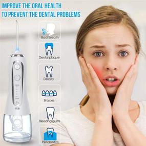 img 1 attached to Cordless Oral Irrigator Water Flosser for Home and Travel - Portable Rechargeable Dental Flossers with 5 Modes, 6 Tips, 300ml Water Tank - Ideal for Braces & Bridges Care