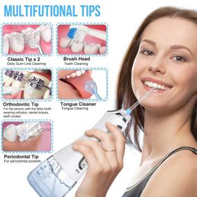 img 3 attached to Cordless Oral Irrigator Water Flosser for Home and Travel - Portable Rechargeable Dental Flossers with 5 Modes, 6 Tips, 300ml Water Tank - Ideal for Braces & Bridges Care