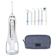 cordless oral irrigator water flosser for home and travel - portable rechargeable dental flossers with 5 modes, 6 tips, 300ml water tank - ideal for braces & bridges care logo