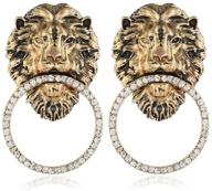 luxe retro alloy lion studded diamond earrings: unleash the exaggerated elegance! logo