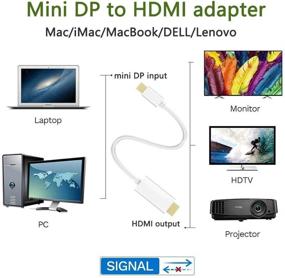 img 3 attached to 🔌 DEORNA Mini DisplayPort to HDMI Adapter - 4K Mini DP to HDMI Cable 6 Feet, Thunderbolt Compatible - for MacBook Air/Pro, Microsoft Surface Pro/Dock, Monitor, Projector and More (White)