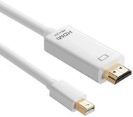 🔌 deorna mini displayport to hdmi adapter - 4k mini dp to hdmi cable 6 feet, thunderbolt compatible - for macbook air/pro, microsoft surface pro/dock, monitor, projector and more (white) logo