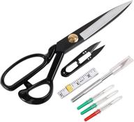 🧵 premium professional tailor scissors - 9 inch sewing scissors for precision cutting + bonus thread snips - superior strength over stainless steel scissors - ideal for fabric, office, dressmaking logo