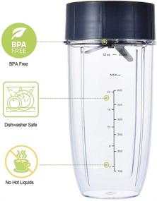 img 2 attached to 🍹 Nutribullet Blender Replacement Parts - 32oz & 24oz Cups with Extractor Blade, Compatible with 600W/900W Nutri Bullet Blenders (Set of 3)