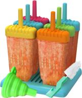 🍦 ozera reusable popsicle molds - set of 6 ice pop molds maker with silicone funnel & cleaning brush - assorted colors logo