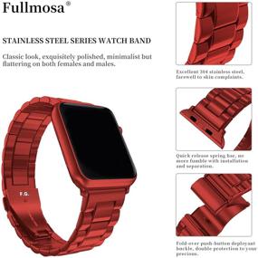 img 1 attached to Стильный красный браслет из нержавеющей стали для Apple Watch 38мм/40мм/41мм - Fullmosa совместим с Series 7/6/5/4/3/2/1/SE