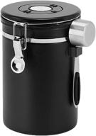 ☕ hongpai keep fresh: airtight stainless steel coffee container canister - 22oz kitchen food storage with scoop and date tracker - ideal for beans, grounds, tea, flour, cereal, sugar - black логотип