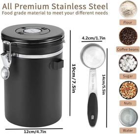 img 3 attached to ☕ HONGPAI Keep Fresh: Airtight Stainless Steel Coffee Container Canister - 22OZ Kitchen Food Storage with Scoop and Date Tracker - Ideal for Beans, Grounds, Tea, Flour, Cereal, Sugar - Black