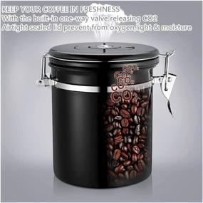 img 2 attached to ☕ HONGPAI Keep Fresh: Airtight Stainless Steel Coffee Container Canister - 22OZ Kitchen Food Storage with Scoop and Date Tracker - Ideal for Beans, Grounds, Tea, Flour, Cereal, Sugar - Black