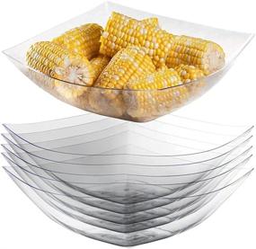 img 1 attached to 🍽️ Premium Set of 6 Disposable Plastic Serving Bowls for Parties – 64 oz Clear Plastic Bowls for Parties | Salad Bar Buffet Containers | Small Candy Serving Bowls