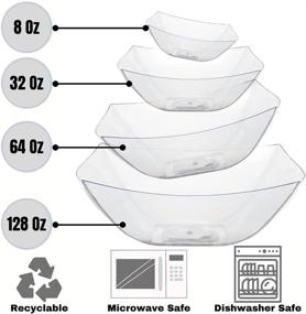 img 2 attached to 🍽️ Premium Set of 6 Disposable Plastic Serving Bowls for Parties – 64 oz Clear Plastic Bowls for Parties | Salad Bar Buffet Containers | Small Candy Serving Bowls