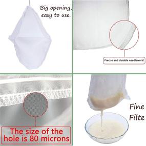 img 1 attached to 🛍️ 2-Pack - 80 Micron Nut Milk Bag - 12x12 Inches - Multi-Purpose Reusable Food Strainer, Cold Brew Coffee Bag, Food-Grade Nylon Mesh, BPA-Free, Cheesecloth Bag, Yogurt Strainer, Juice Filter